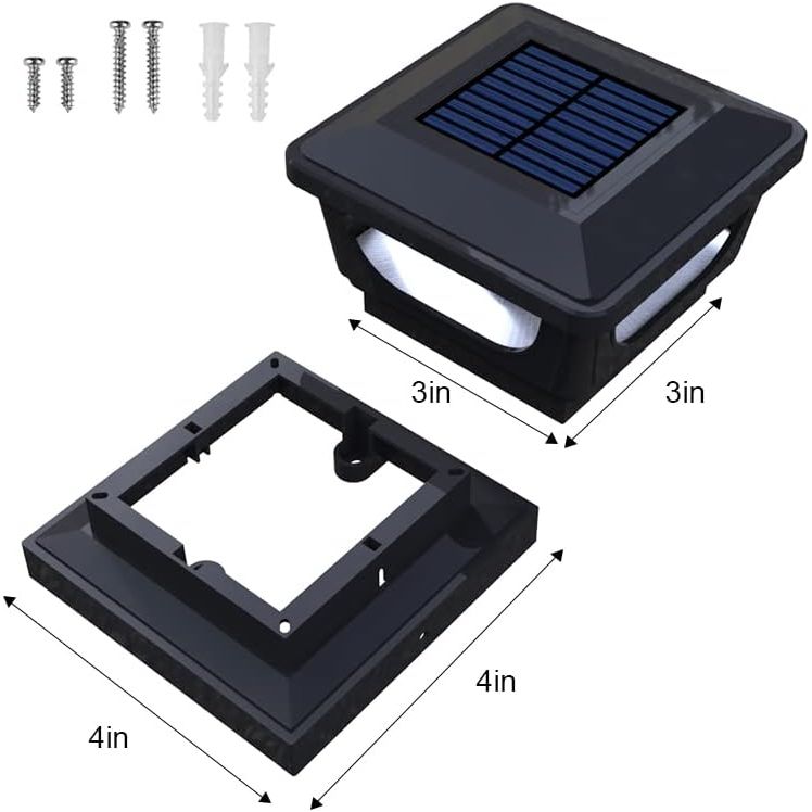 Solar Post Cap Lights for 3x3, 4X4 Posts - BLACK (2 PACK) BICSGL-12BLK - Brighticonic