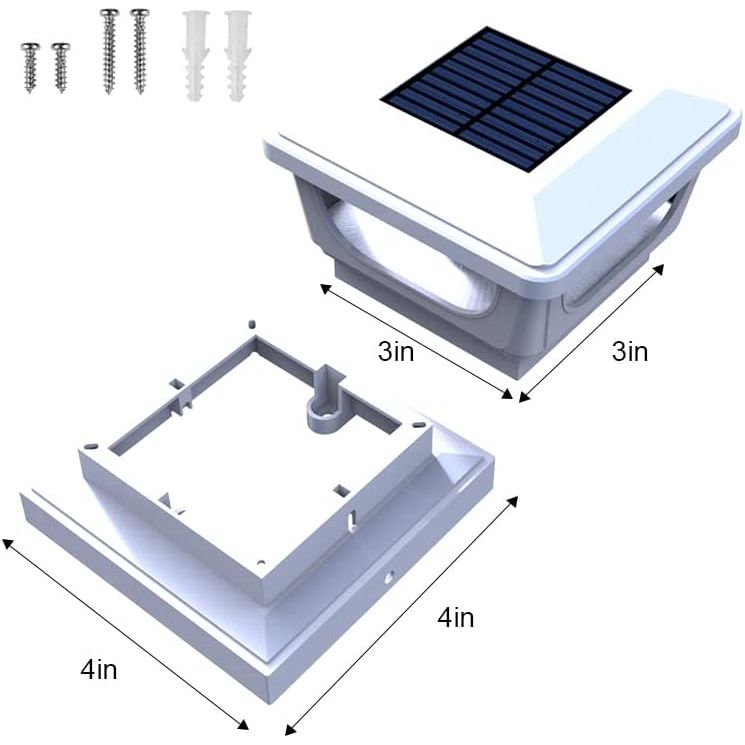 Solar Post Cap Lights for 3x3, 4X4 Posts - WHITE (2 PACK) BICSGL-12WHT