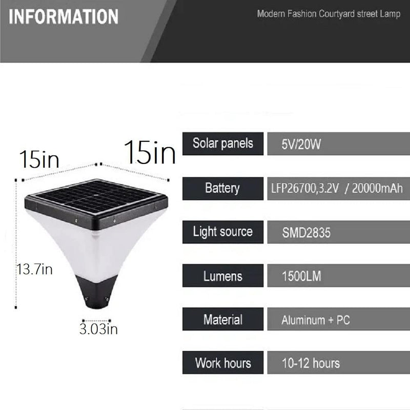 20W Solar Post Lamp Outdoor Waterproof BICTT-522