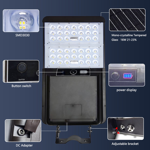 Solar Led Street Light Super Bright Double CCT 16W 3000K-6000K PIR Motion Sensor