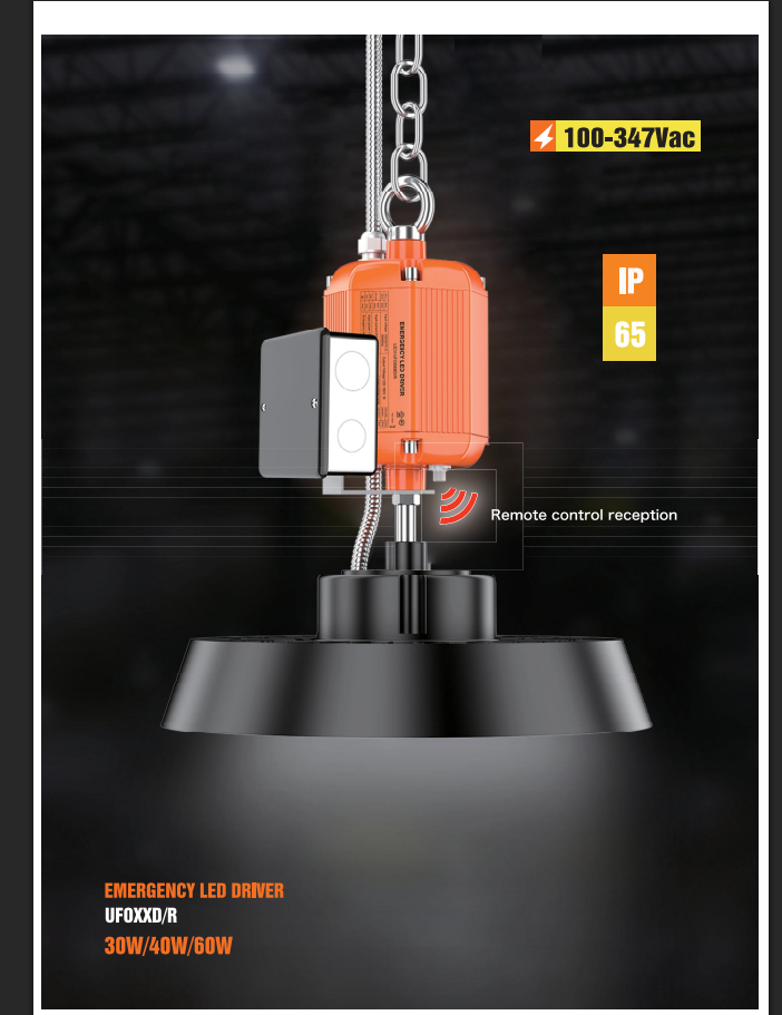 BIC-NG-UFO battery backup Neutral - 200w CCT adjustable with motion sensor