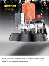 BIC-NG-UFO battery backup Neutral - 200w CCT adjustable with motion sensor