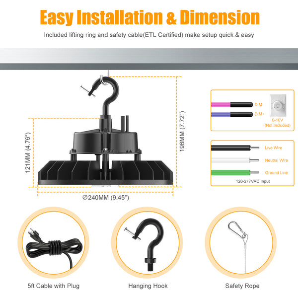 Industrial High Bay Hanging Light LED 5000K  BIC-HB05