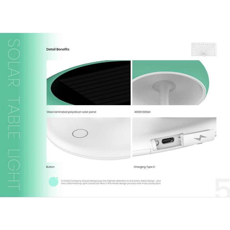 Solar table desk light 500 Lumens  BCLSGL-16 Brighticonic